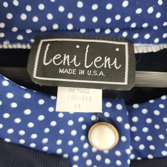 Vintage Leni Leni Made In USA Button Up Long Sleeve Polka dot Women's Blazer 14 - Picture 8 of 11